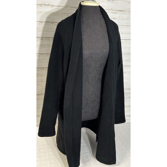 Jenni Kayne Wool Yak Knit Open Front Sweater Coat Cardigan POCKETS Black SMALL - Picture 5 of 14